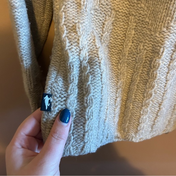 VTG Horny Toad 100% Lambswool Jacket Sweater Zip Up Cardigan Beige Tan Medium - Picture 4 of 6